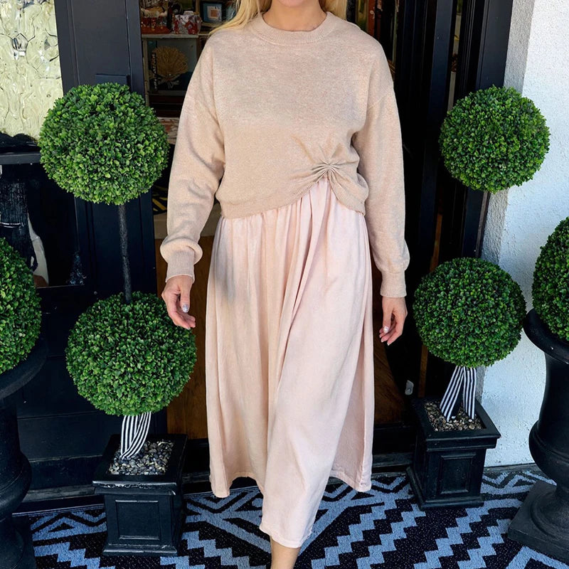 Conjunto Catarina - Tendência europeia vestido + suéter (must-have das style mavens)