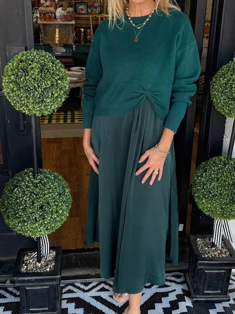 Conjunto Catarina - Tendência europeia vestido + suéter (must-have das style mavens)