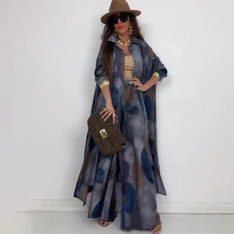 Conjunto Ingrid - O seu must-have vestido + calça (tendência Americana)