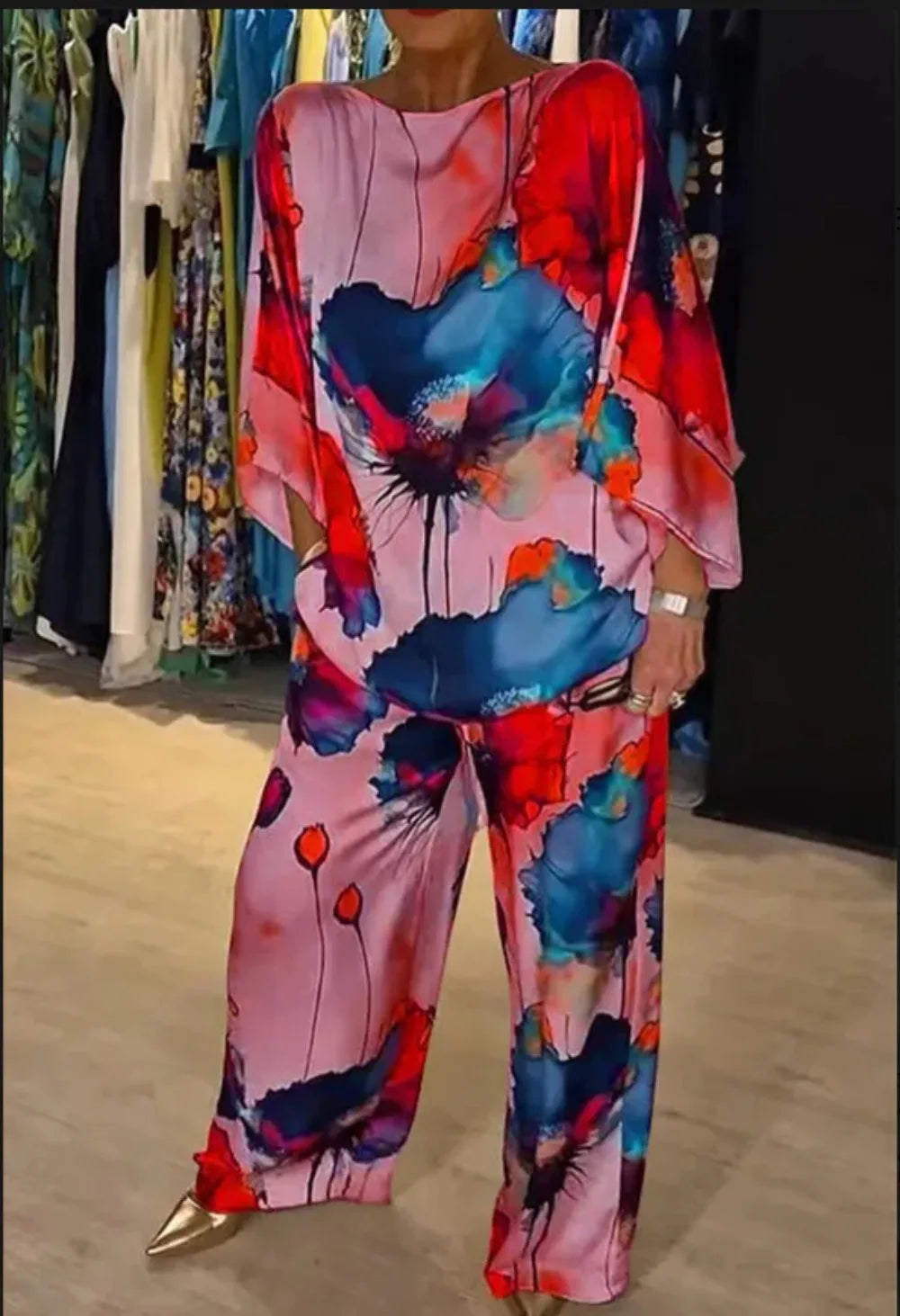 Conjunto Ester - Floral fluido top pick das trendsetters (tendência francesa)