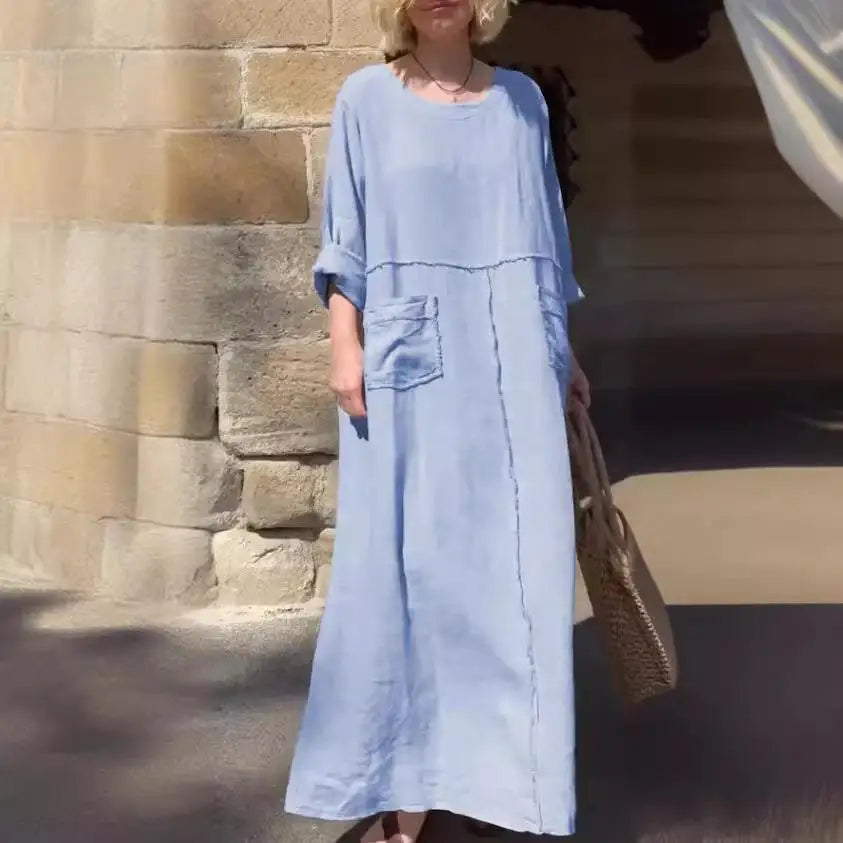 Vestido Valéria - Alta qualidade em linho preferido das style icons (tendência grega)