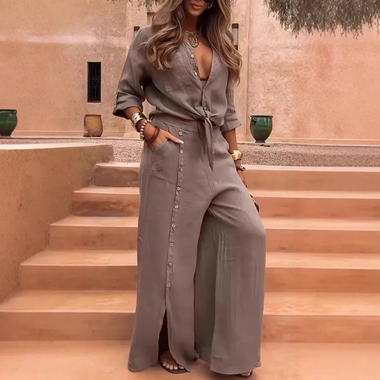 Conjunto Serena - Tendência em linho preferido das style mavens